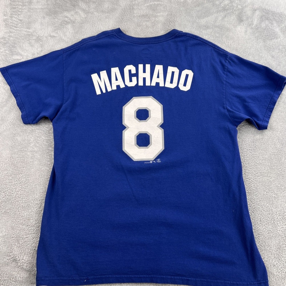 MLB Los Angeles Dodgers Manny Machado 8 T Shirt L Blue Men Baseball Jersey Tee
